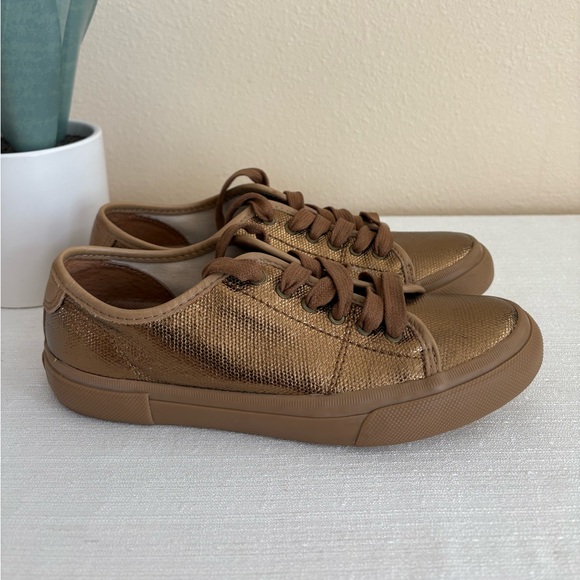 FRYE Gia Canvas Bronze Metallic Leather Casual Sneakers Women’s 6.5M - Picture 5 of 13